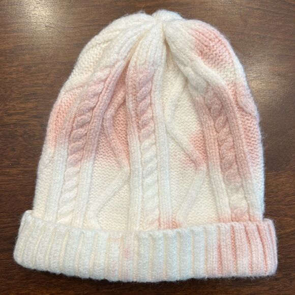 Like New Baby Infant Knit Winter Hat / White & Pink Tie Dye - Picture 1 of 4